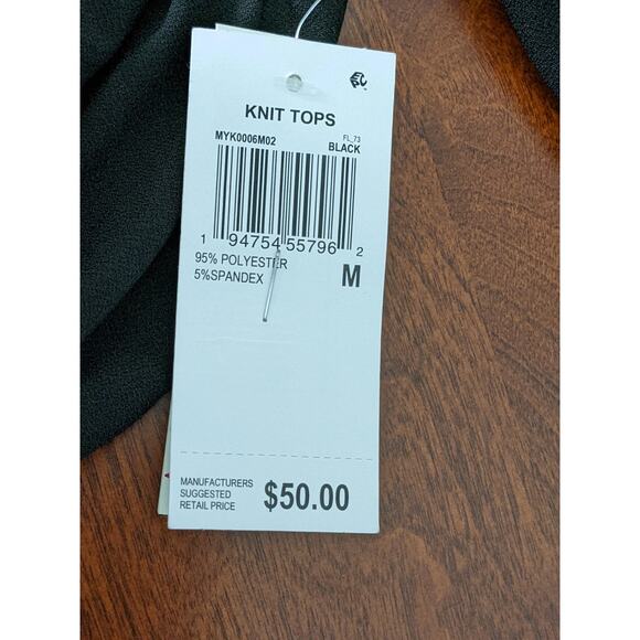 Willow Drive Blouse Medium Black Boat Neck Peplum Hem‎ Long Sleeves Ruffle Cuffs - Picture 7 of 12